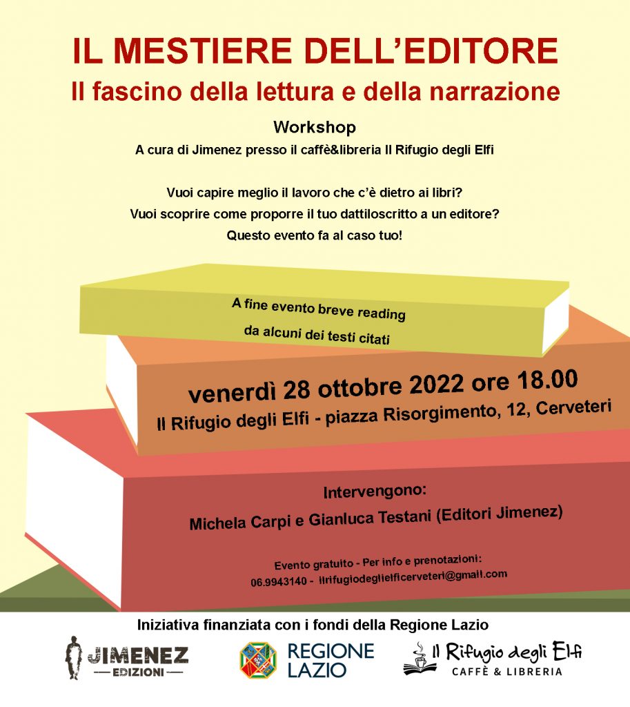 Workshop Gratuito Il Mestiere dell'Editore, Jimenez Editore